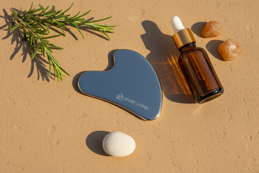 Silver gua sha editorial image