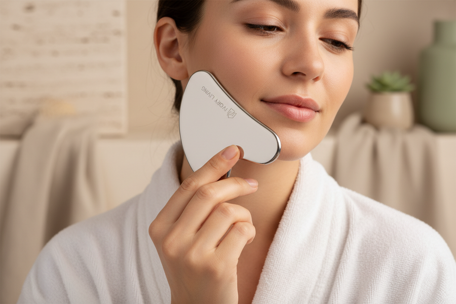 Stainless steel gua sha lifestyle photo